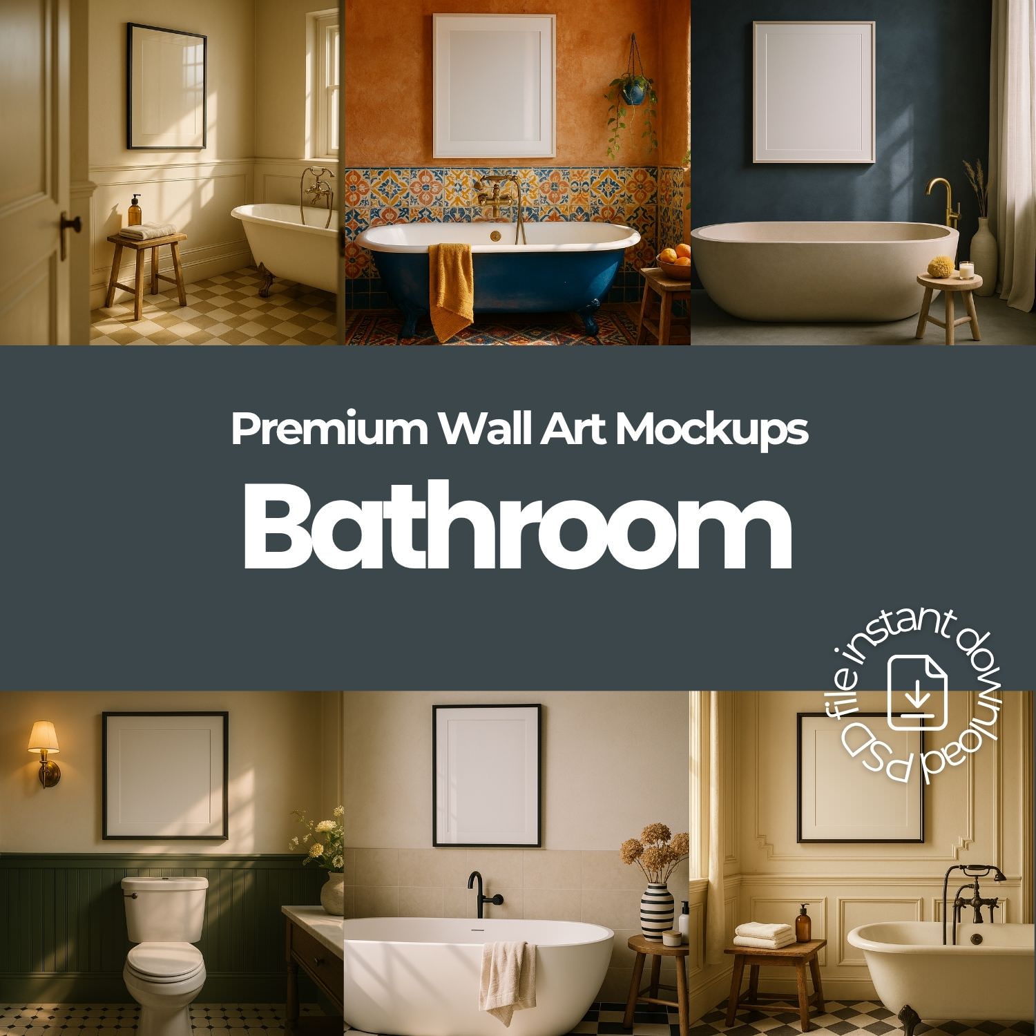 Wall Art Frame Mockups – Bathroom
