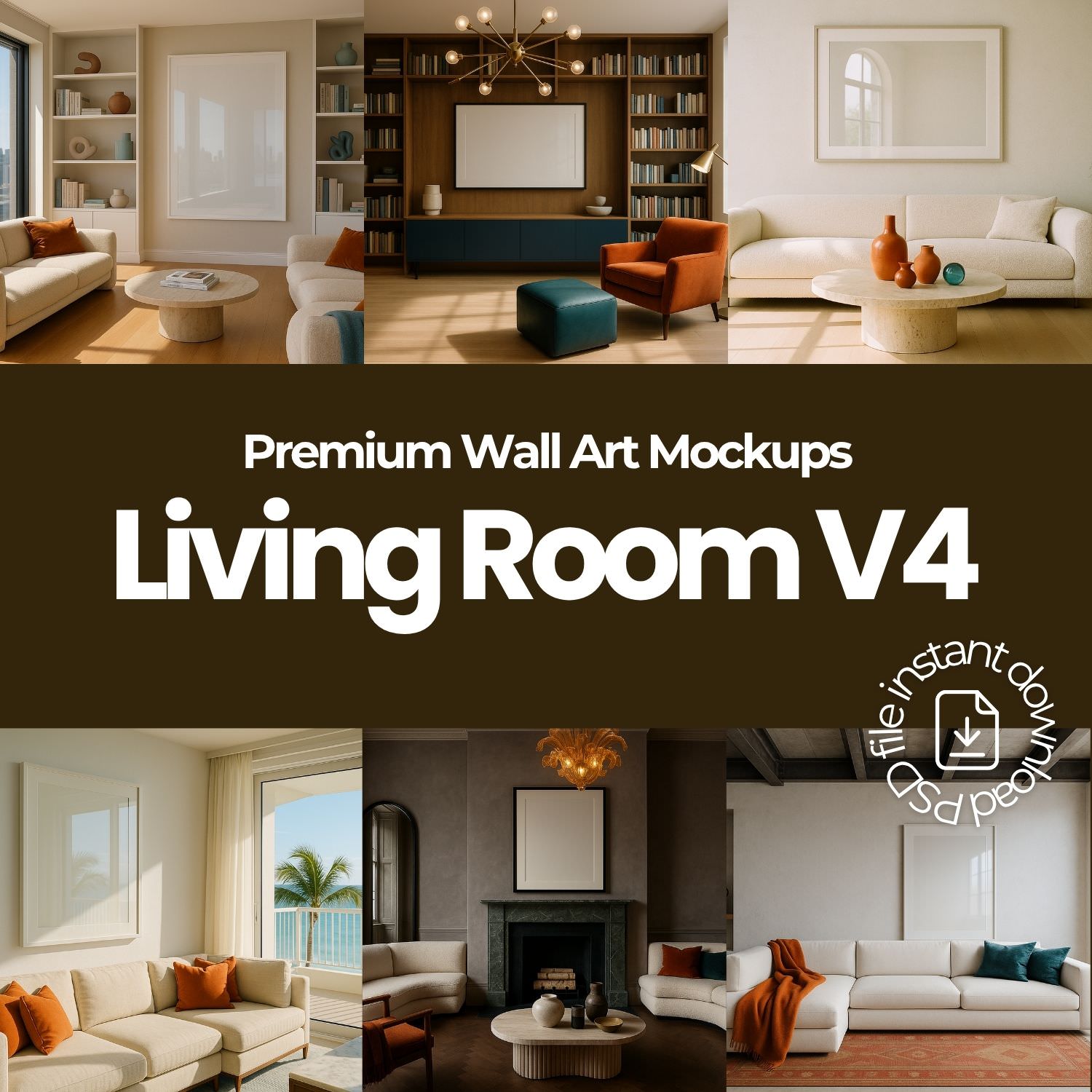 Wall Art Frame Mockups – Living Room V4
