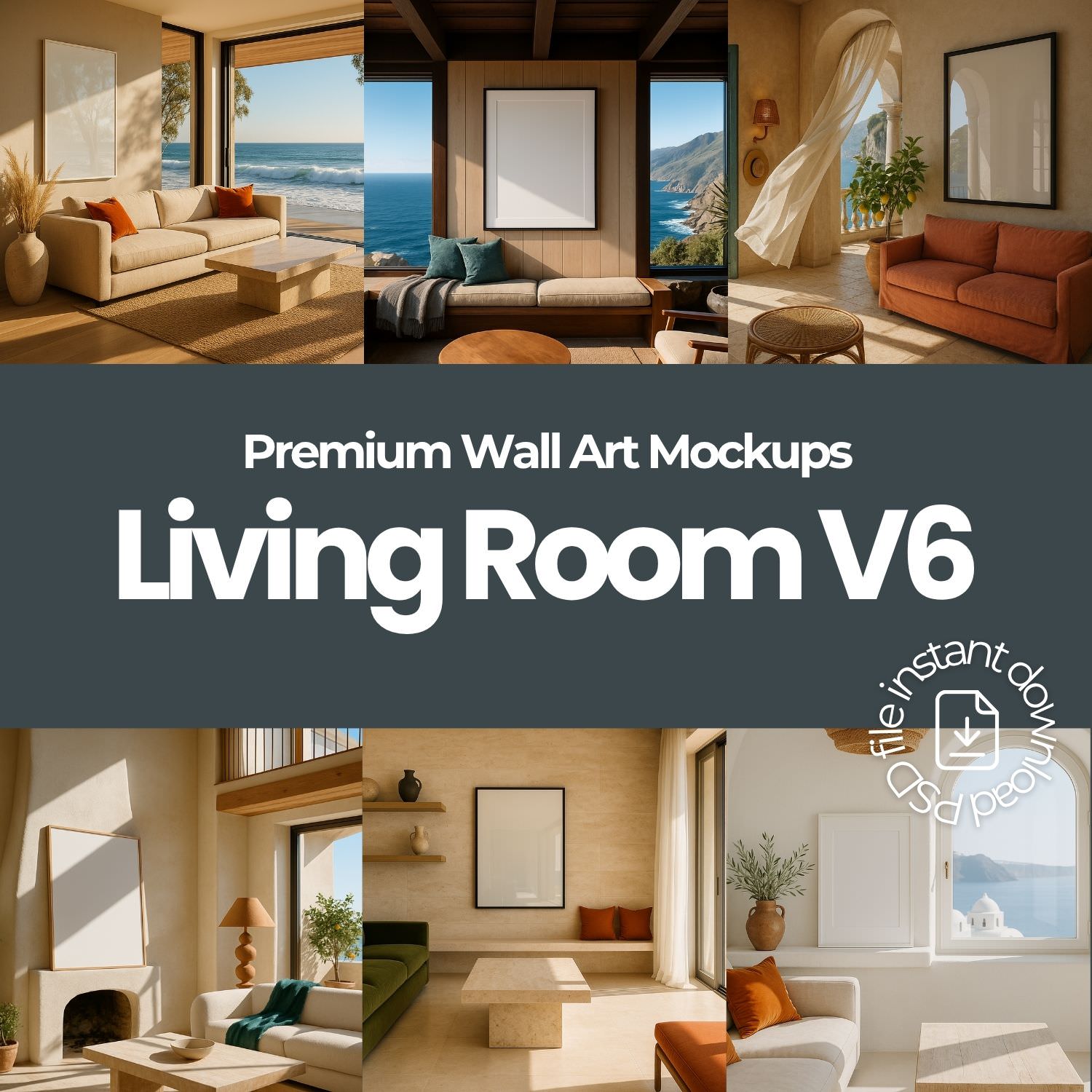 Wall Art Frame Mockups – Living Room V6